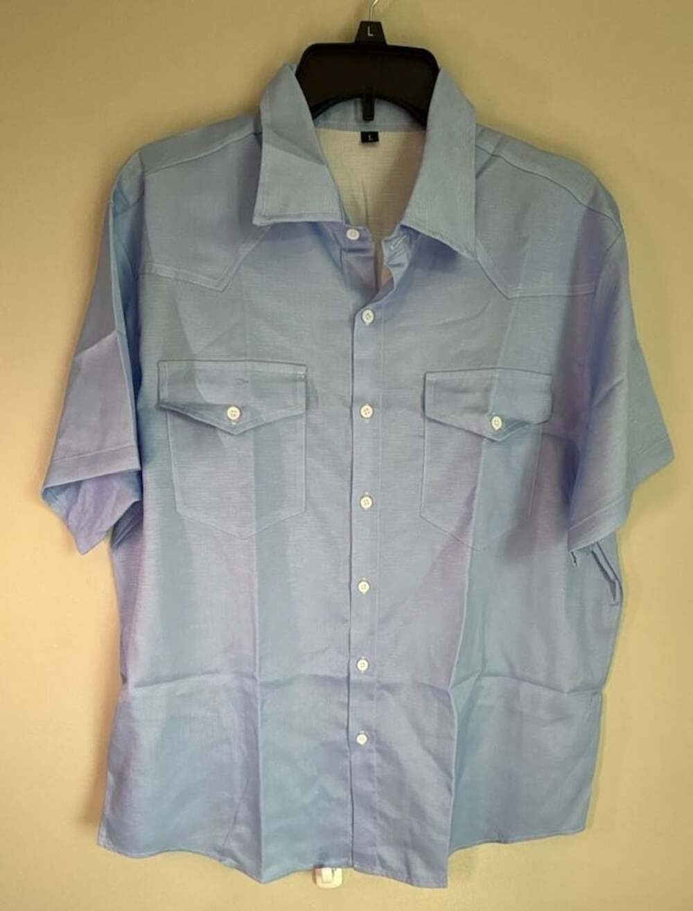 Button Down Linen Shirts for Men Short Sleeve Two Pockets